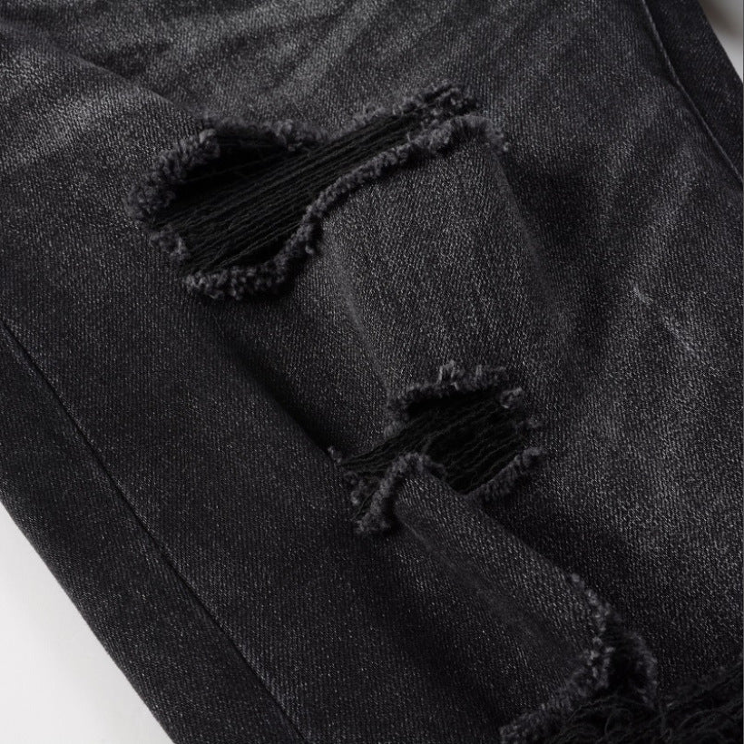 Colorful Graffiti Patches Black Jeans