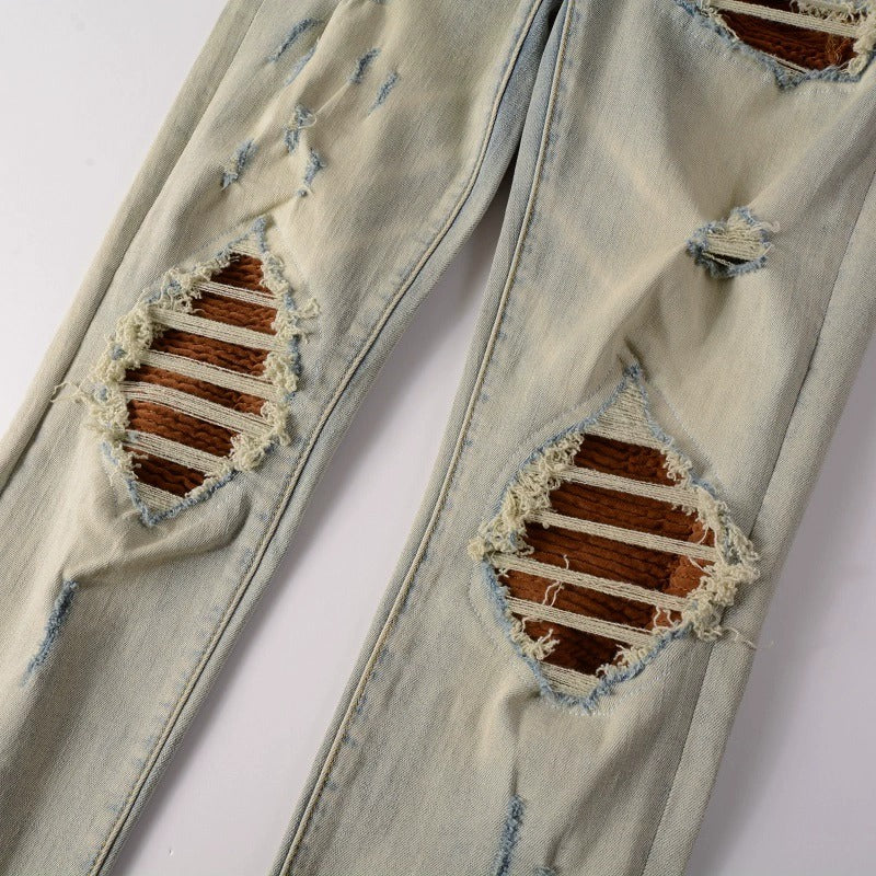 Brown Patch Light Blue Jeans