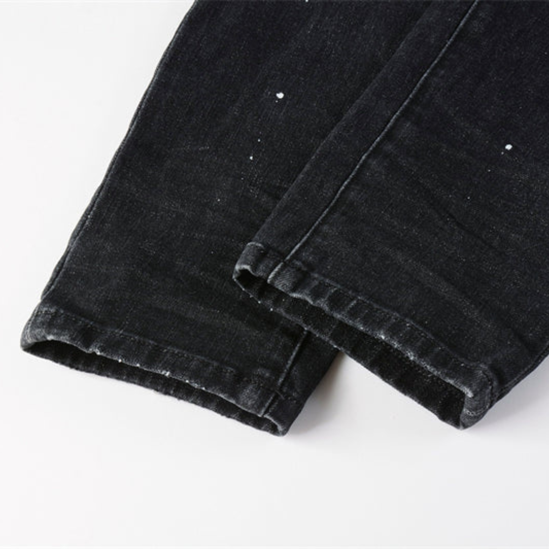 Paint Splash Washed Black Jeans