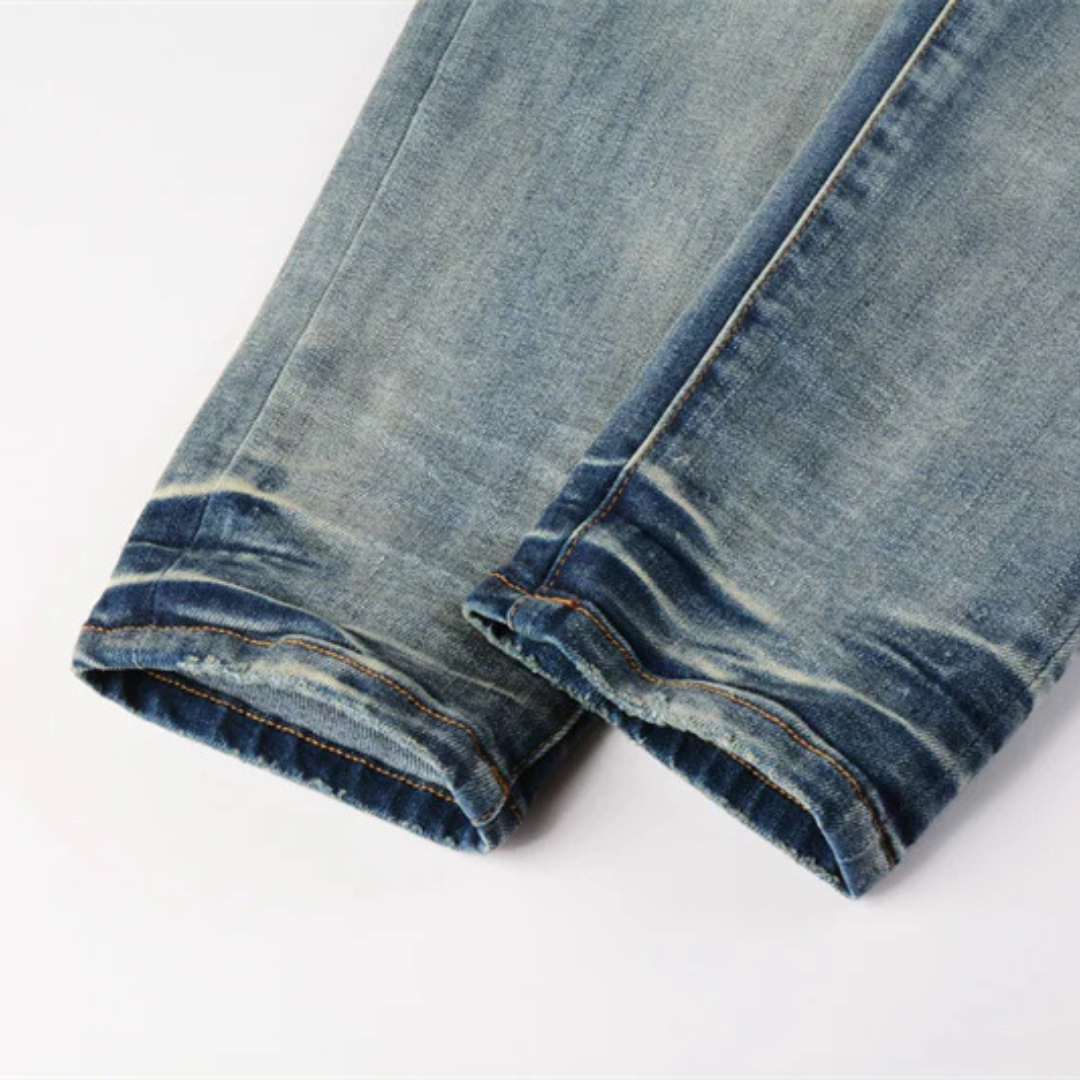 Ripped Painted Washed Blue Jeans