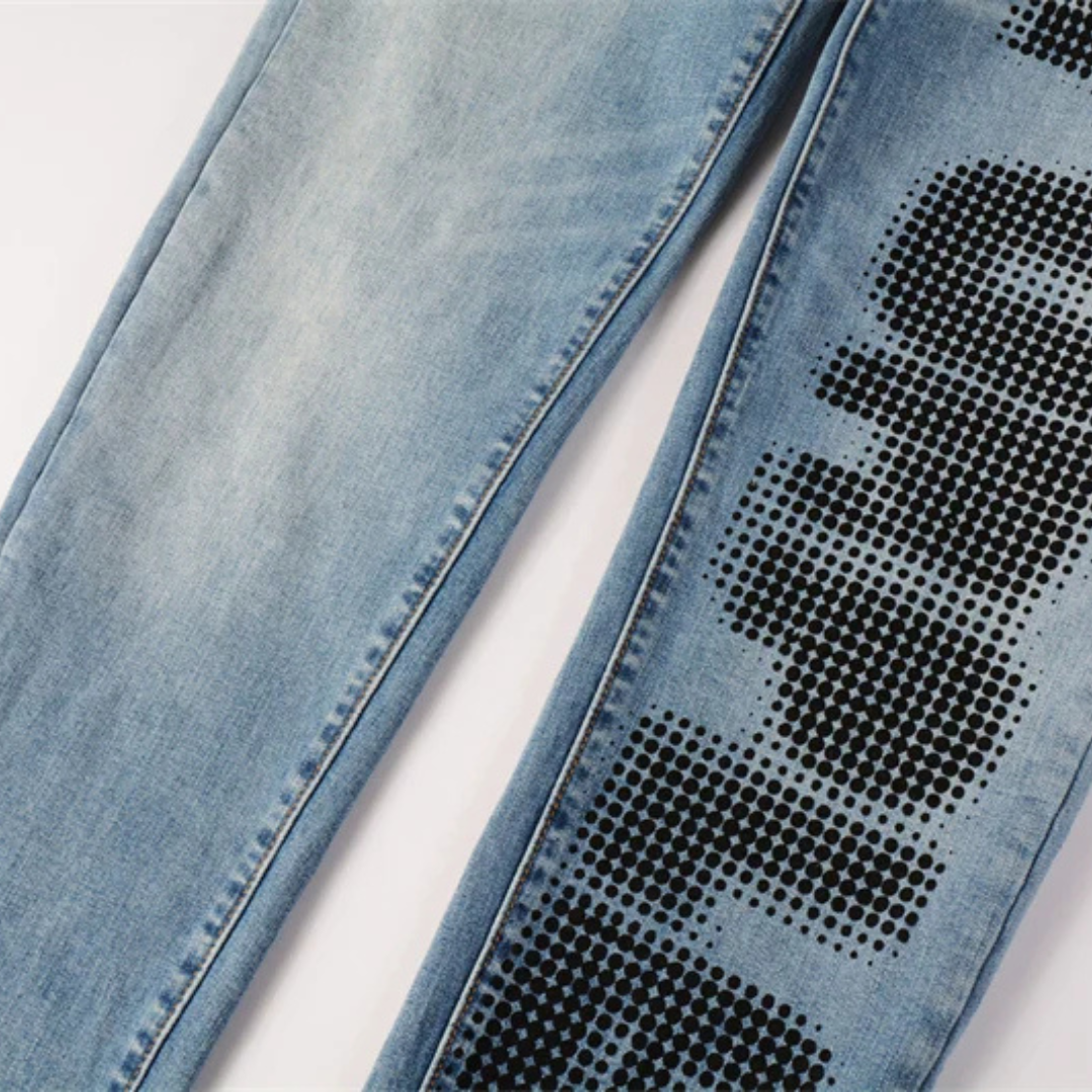 Printed Design Blue Jeans