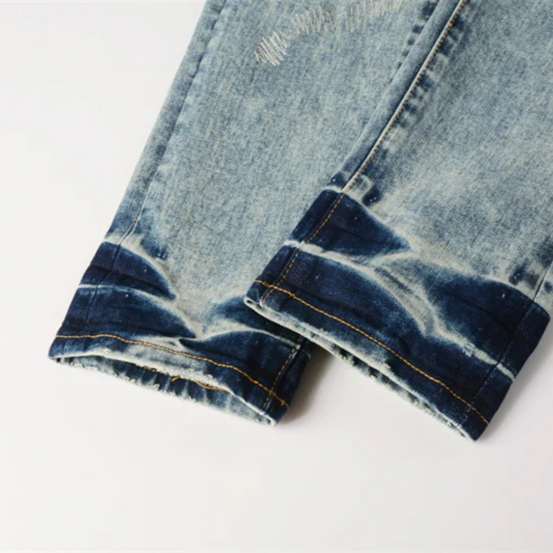 Stitched Pocket Washed Blue Jeans