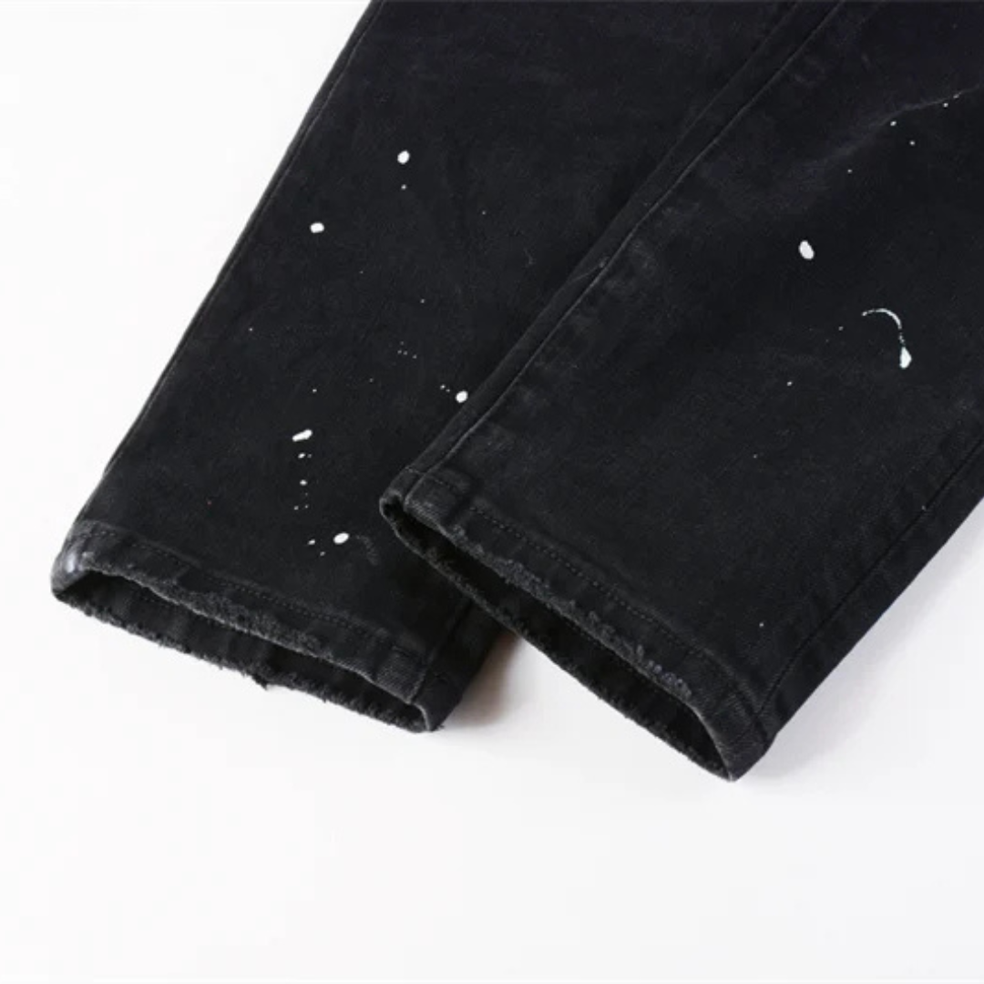 Black Bandana Paint Splash Jeans