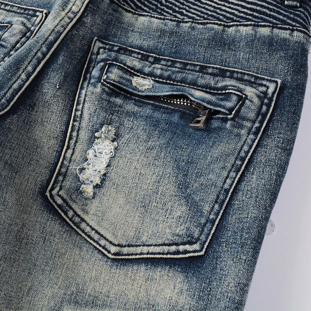 Dark Blue Biker Jeans