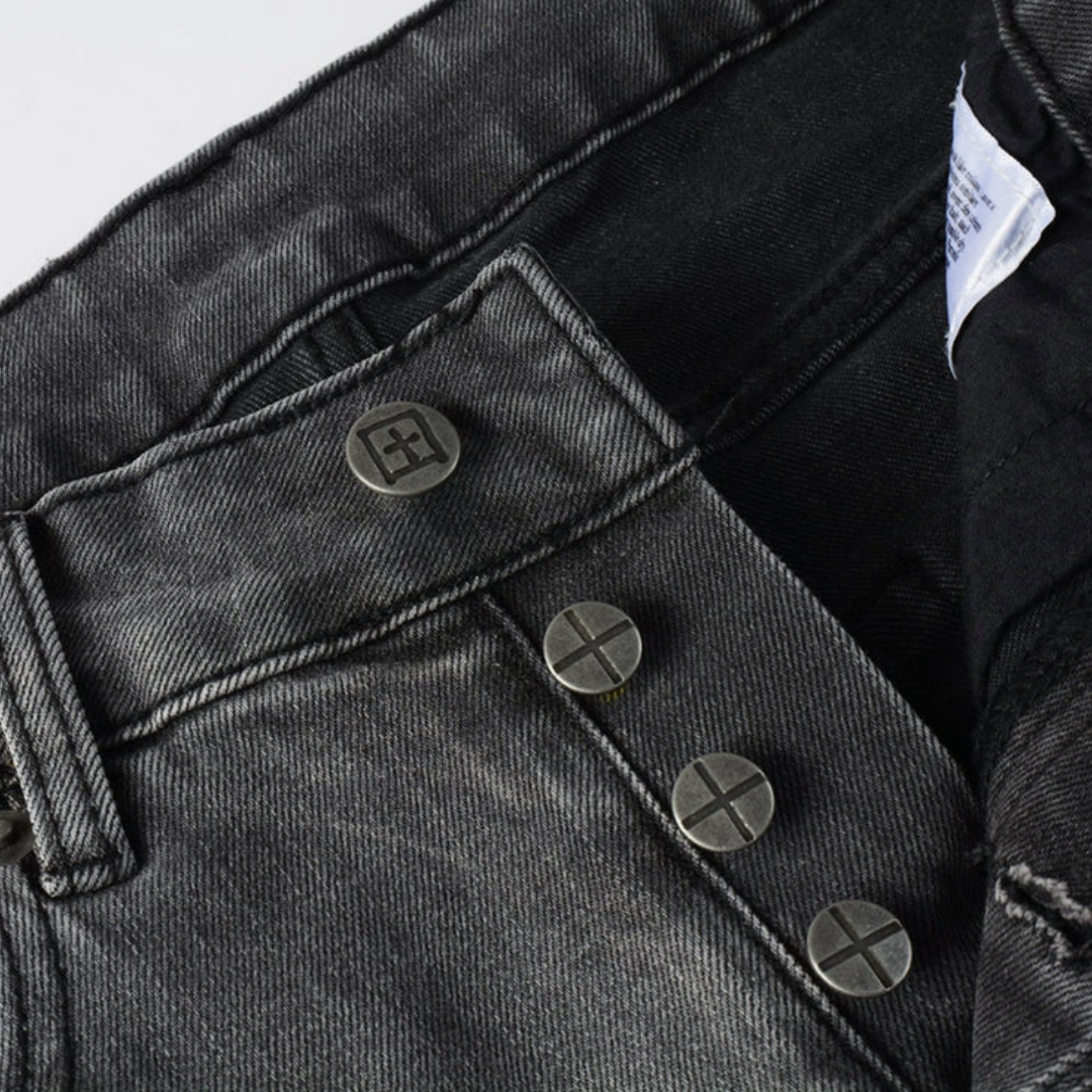 Distressed Washed Grey Jeans