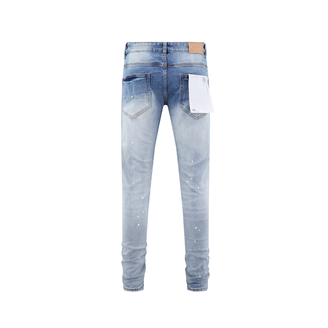 Distressed Paint Splash Light Blue Jeans