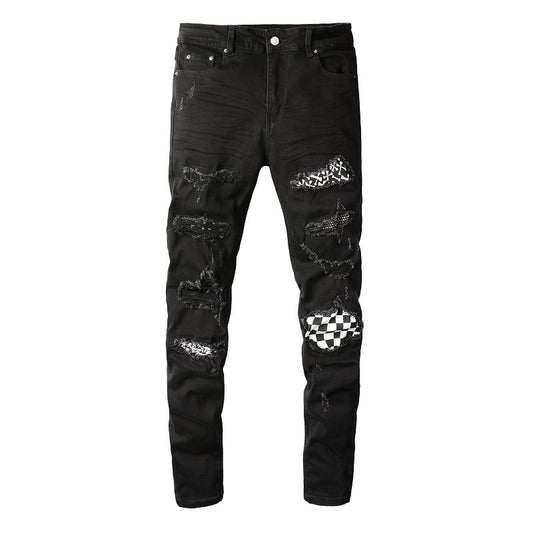 Patchwork Diamonds Black Jeans