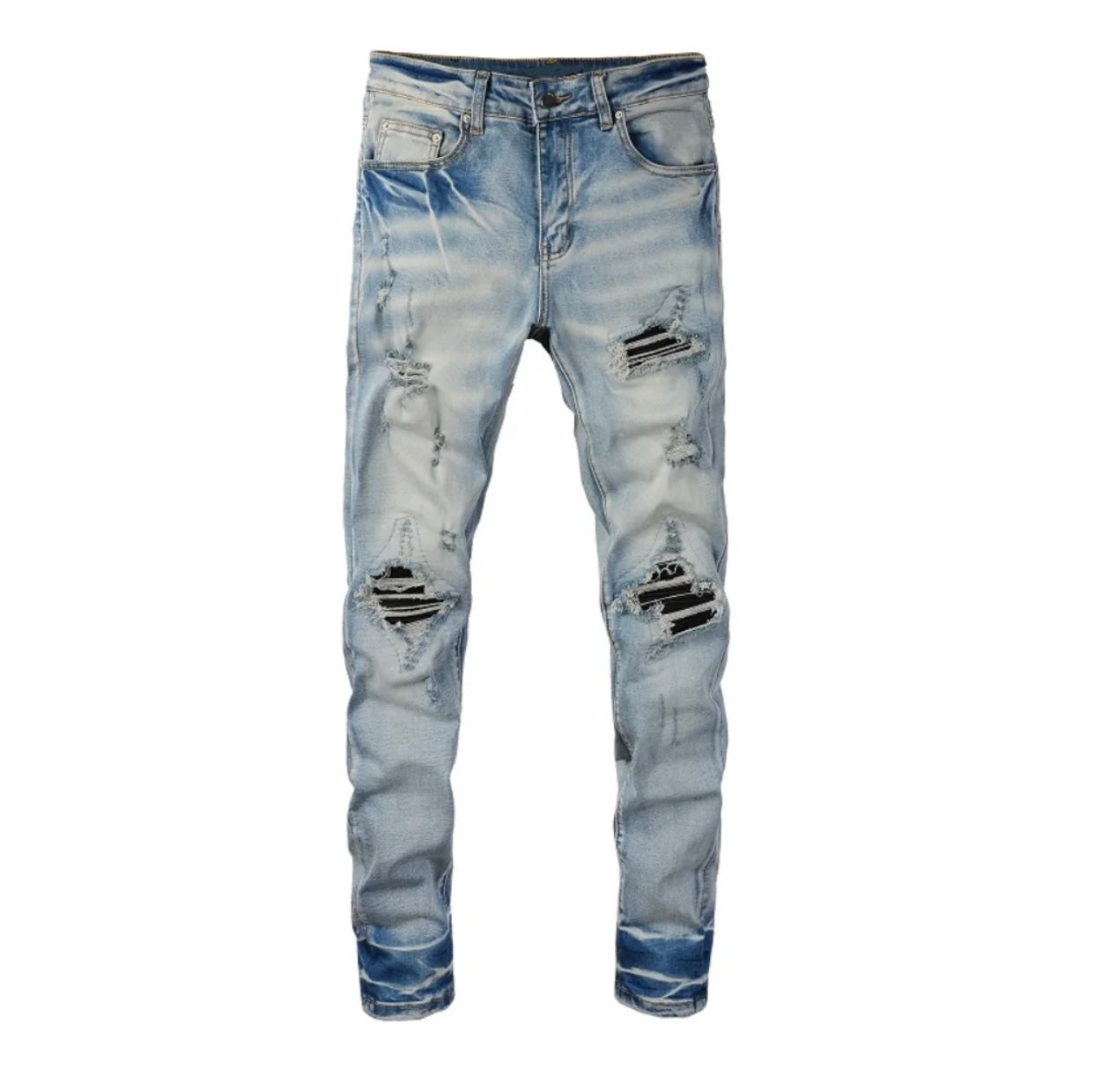 Leather Patch Light Blue Jeans