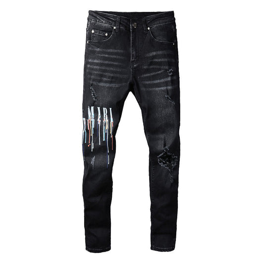 Painted Design Black Jeans