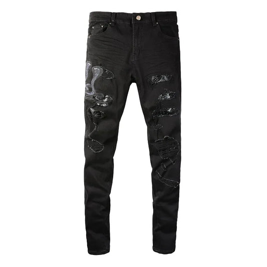 Amiri black snake store jeans