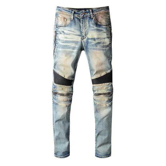 Biker Washed Blue Jeans