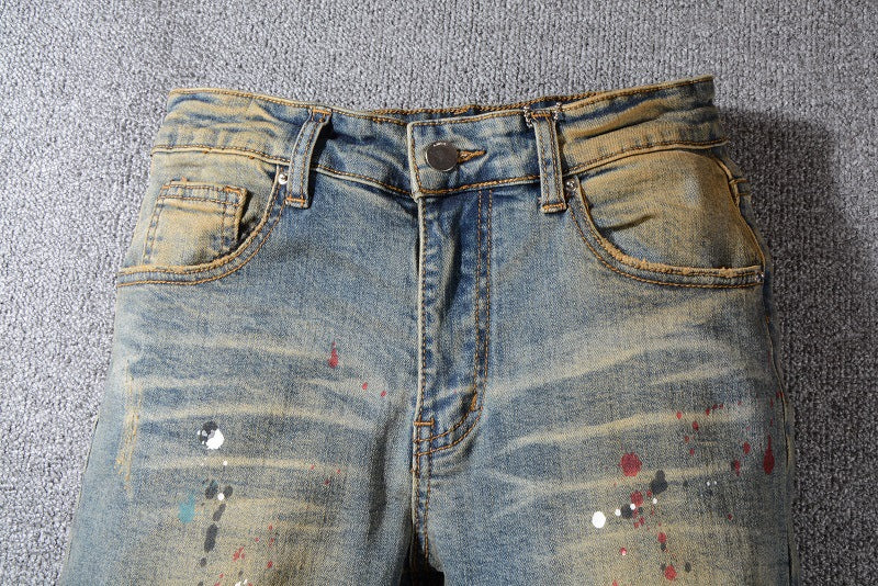 Washed Light Blue Painted Jeans