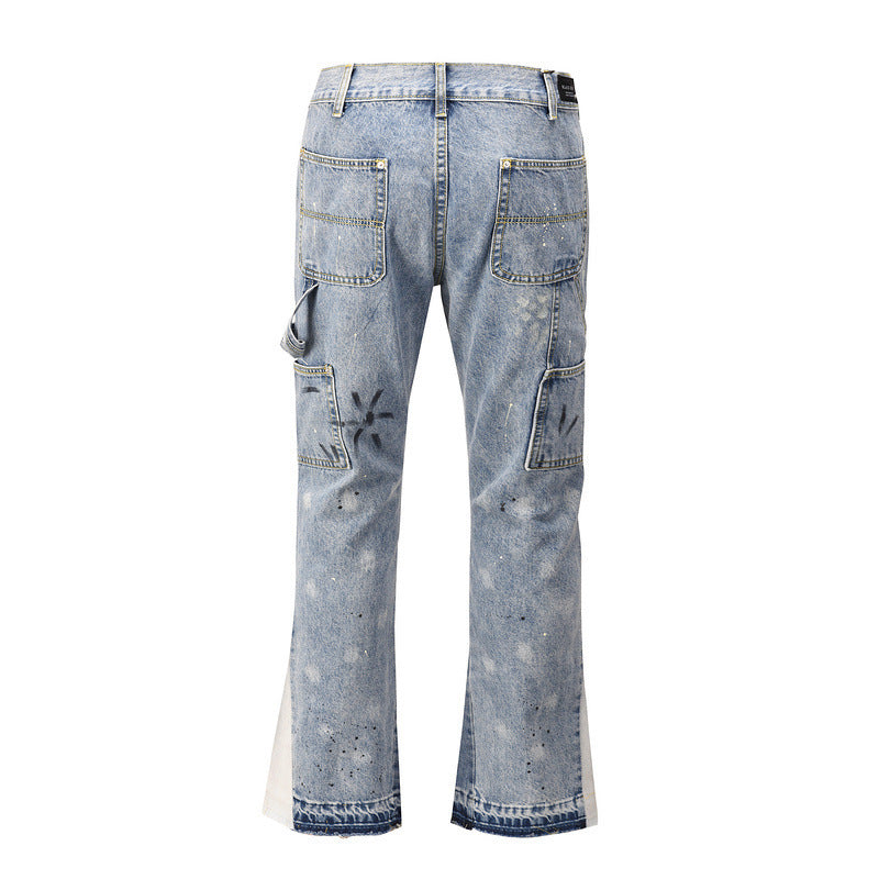 Painted Patchwork Flared Jeans