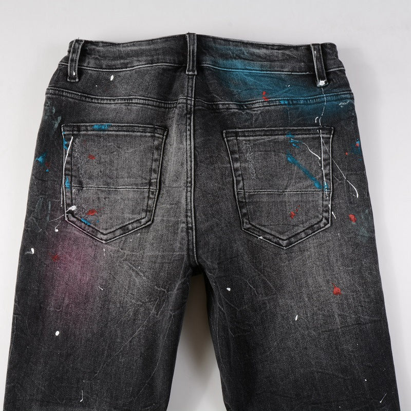 Retro Black Painted Jeans