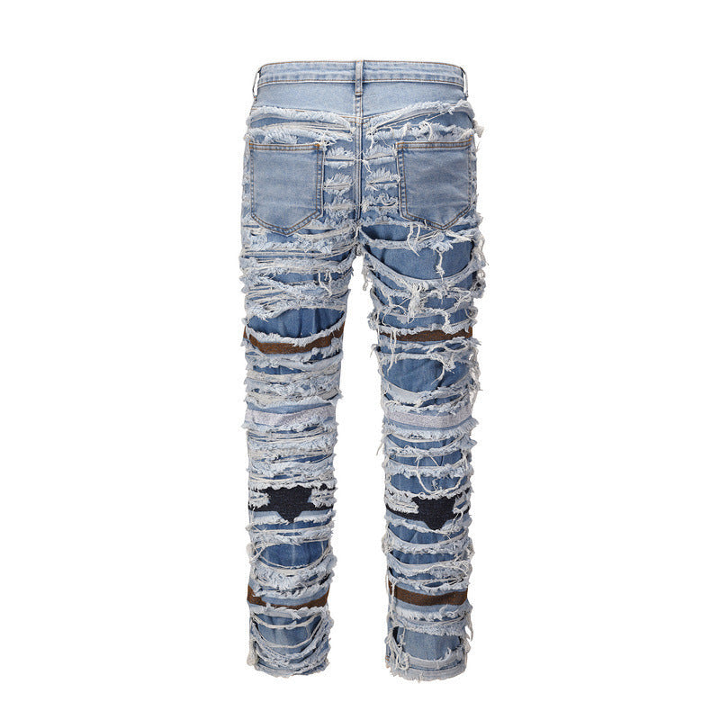 Distressed Straight Jeans