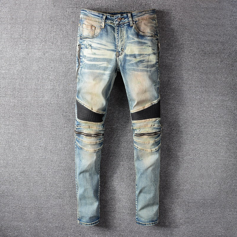 Biker Washed Blue Jeans