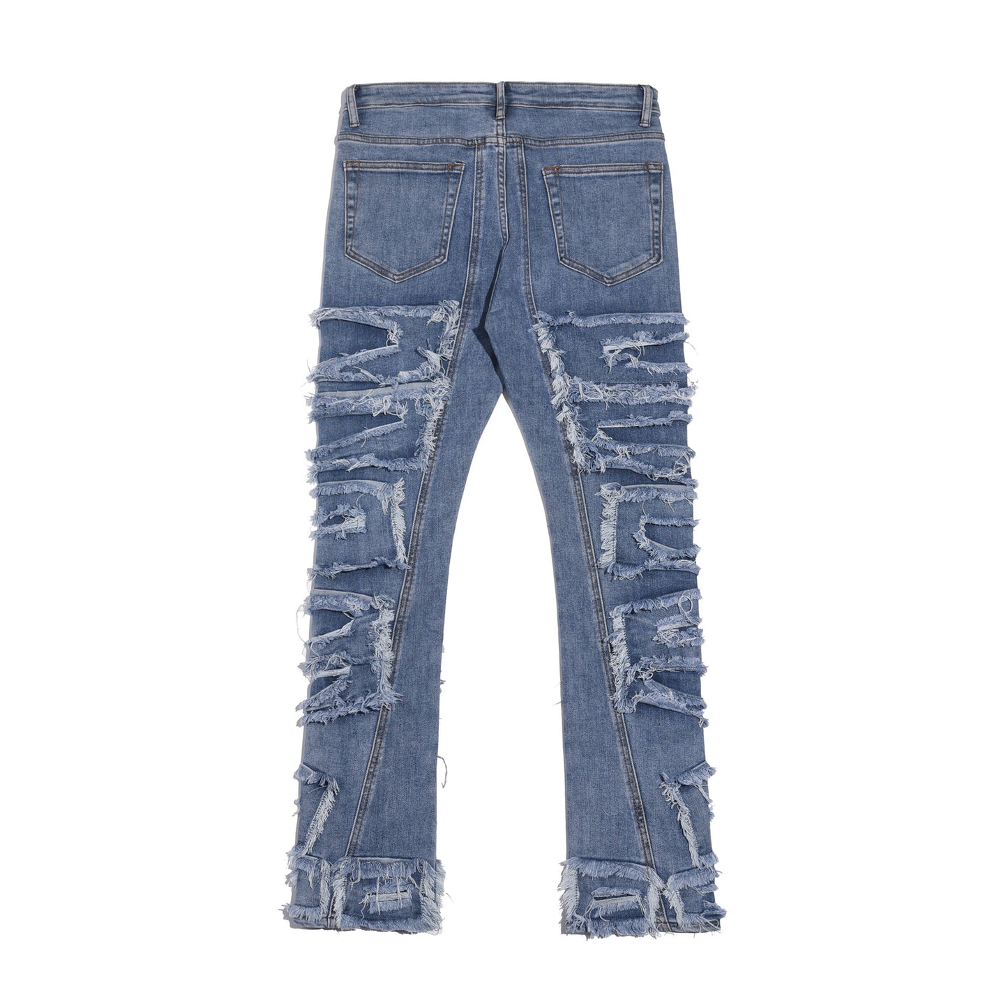 Distressed Straight Blue Jeans