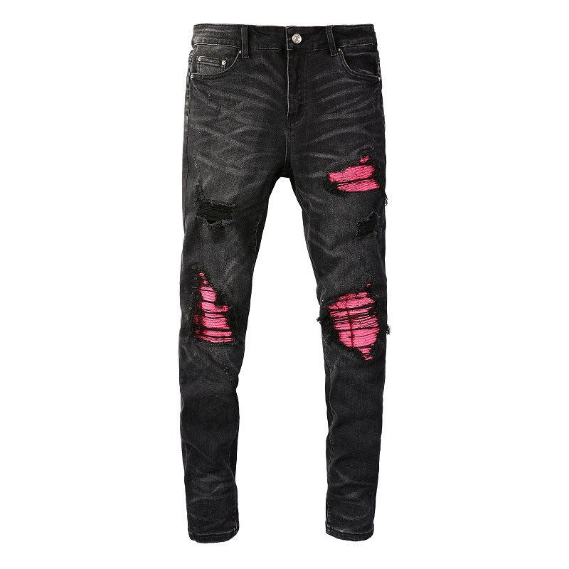 Pink Patch Black Jeans