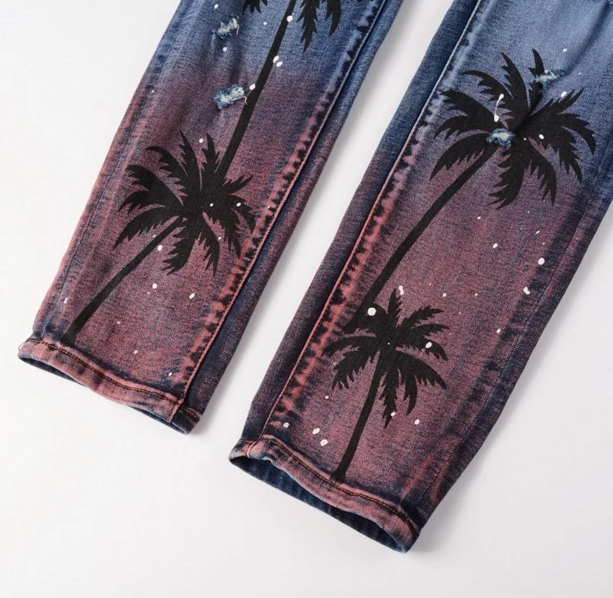 Palm Tree Printed Jeans