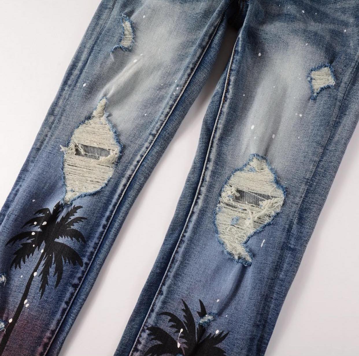 Palm Tree Printed Jeans