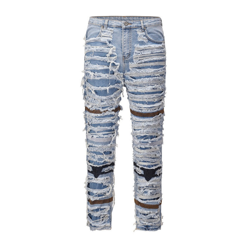 Distressed Straight Jeans