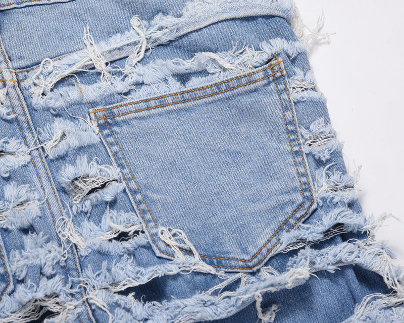 Distressed Straight Jeans