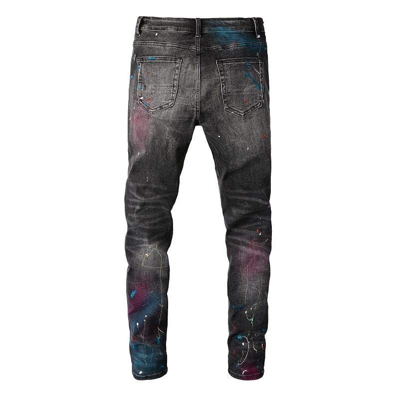 Retro Black Painted Jeans