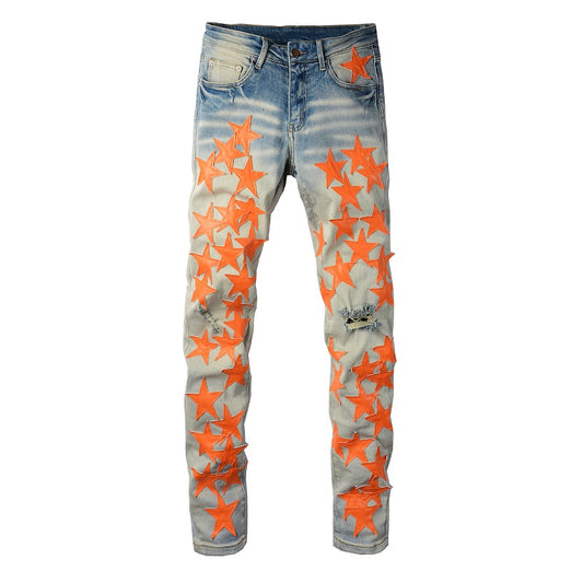 Orange Stars Jeans