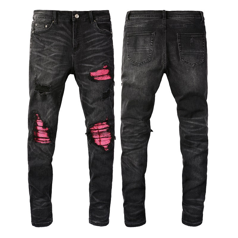 Pink Patch Black Jeans