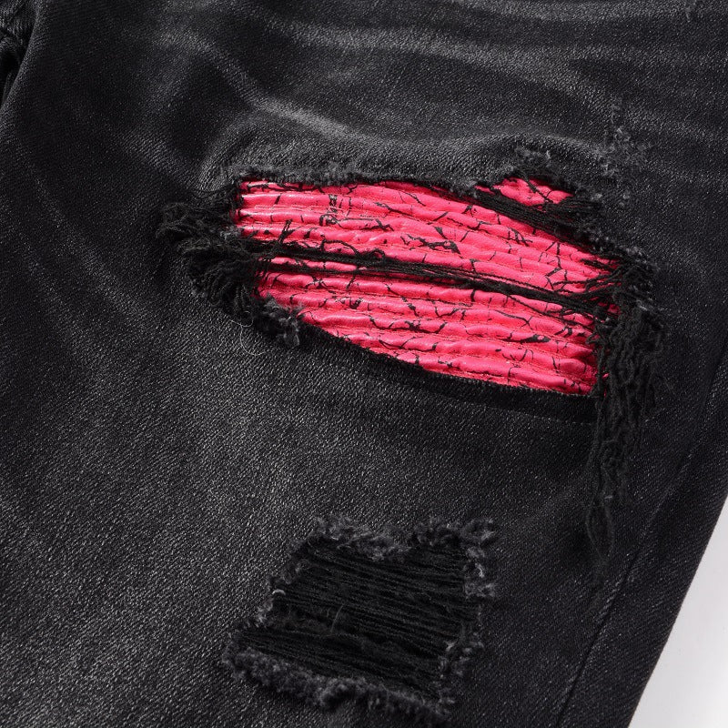 Pink Patch Black Jeans