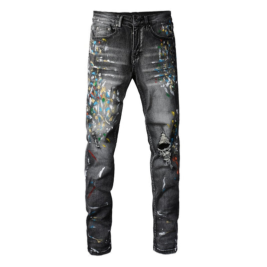 Painted Washed Black Jeans