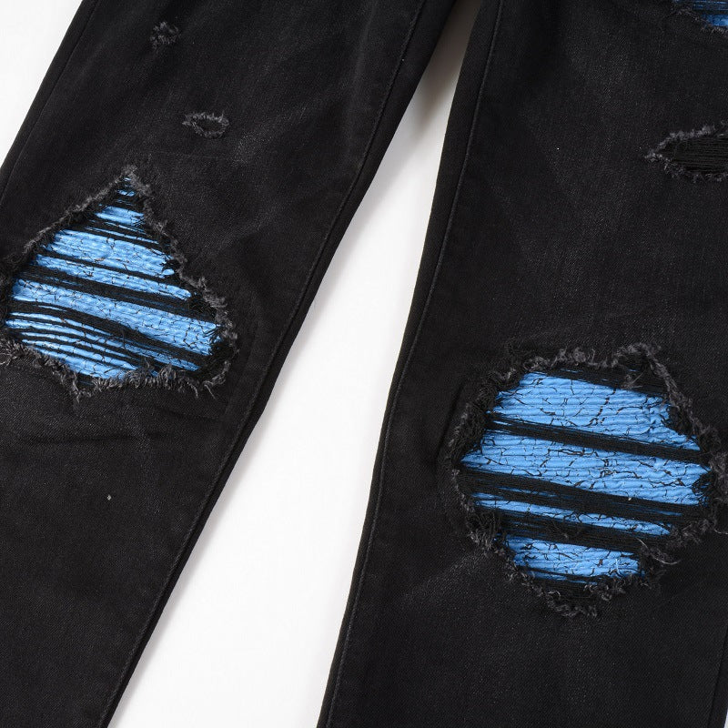 Blue Patch Black Jeans