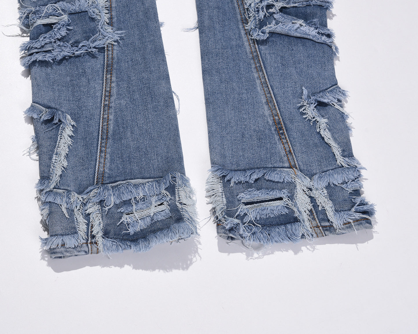 Distressed Straight Blue Jeans