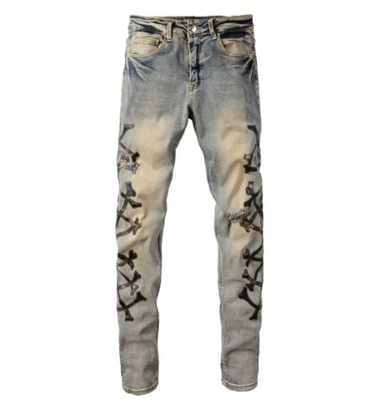 Bones Pattern Jeans