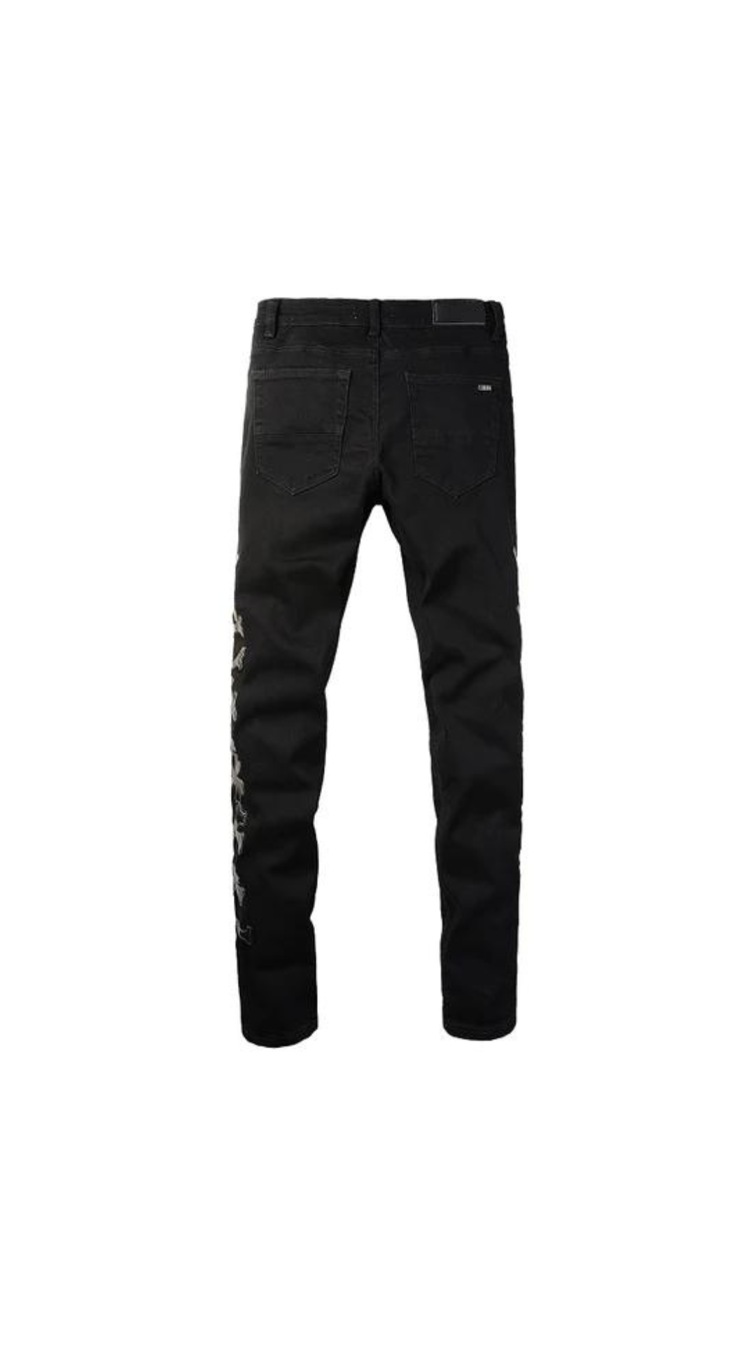 Bones Pattern Black Jeans