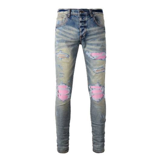 Light Pink Patch Washed Jeans