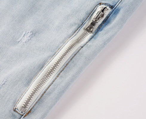 Light Blue Biker Jeans