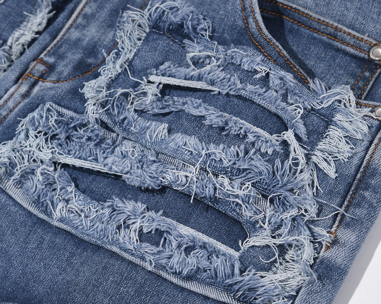 Distressed Straight Blue Jeans