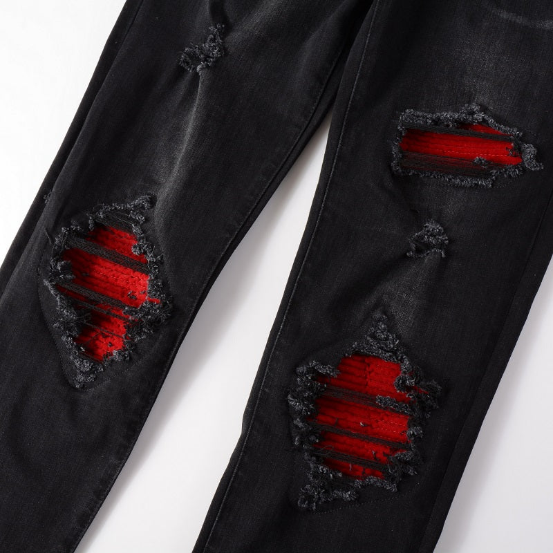 Red Patch Black Jeans