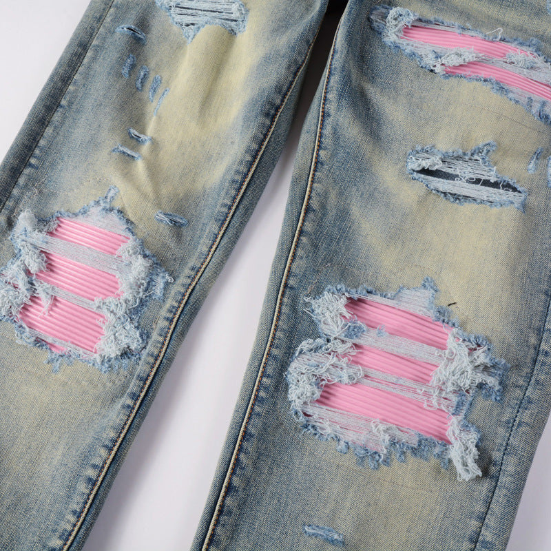 Light Pink Patch Washed Jeans