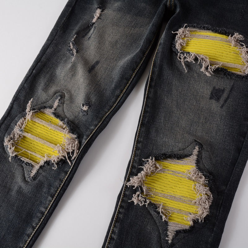 Yellow Patch Black Jeans