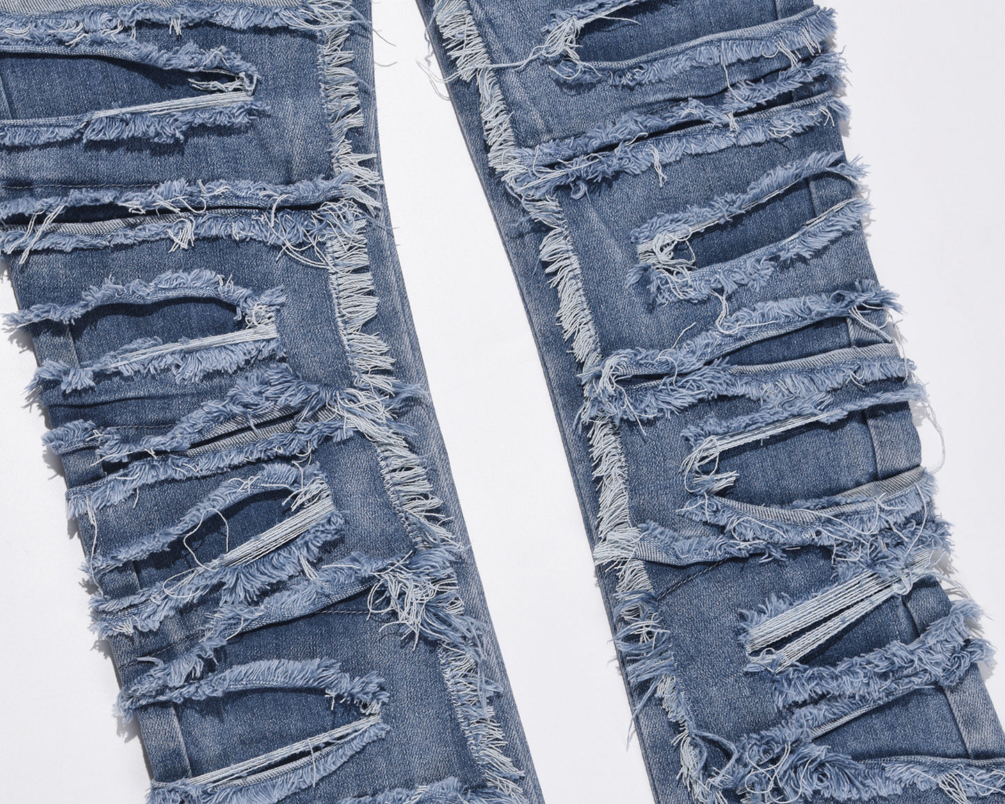 Distressed Straight Blue Jeans