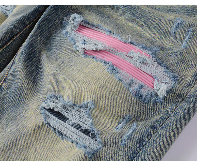 Light Pink Patch Washed Jeans