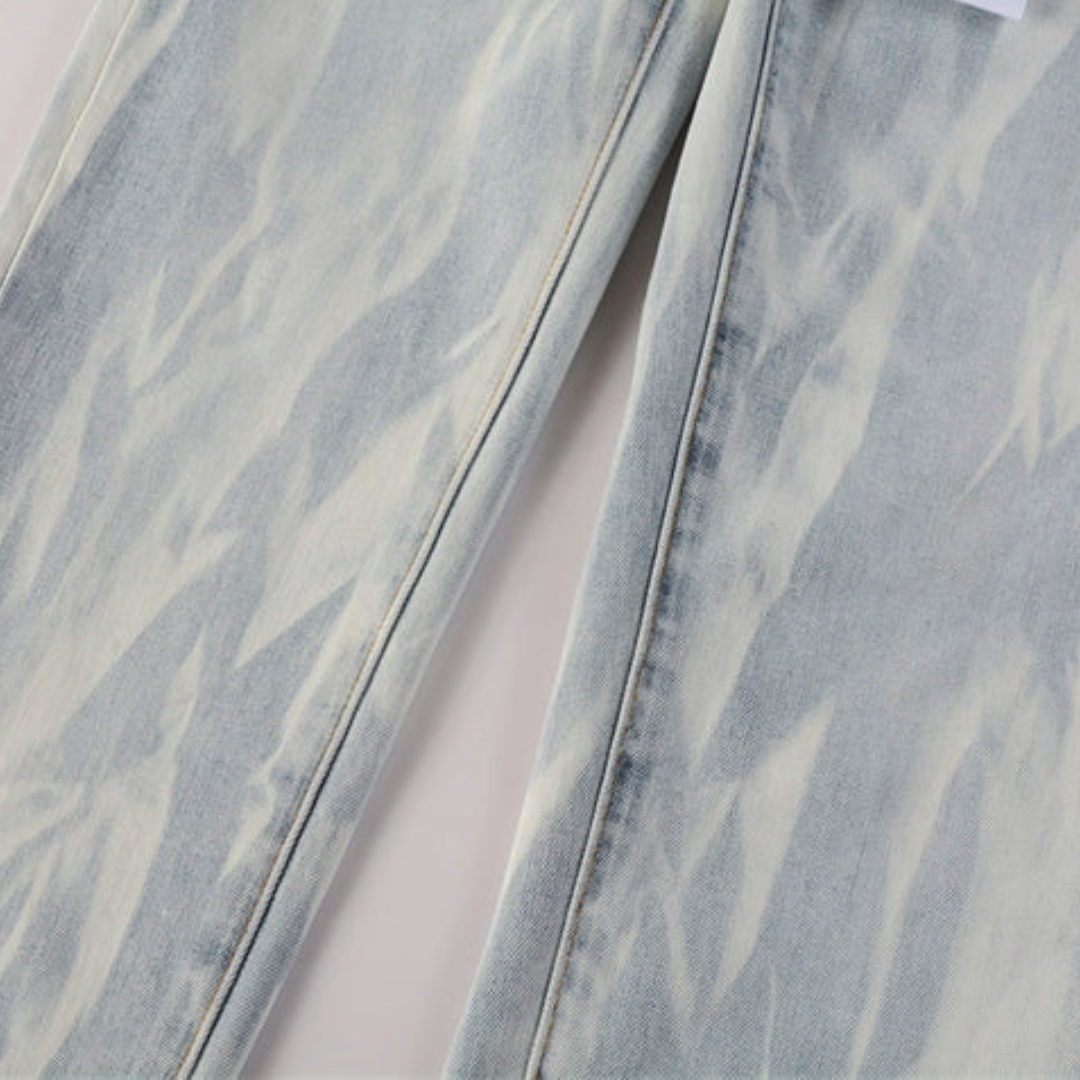 White Painted Light Blue Jeans