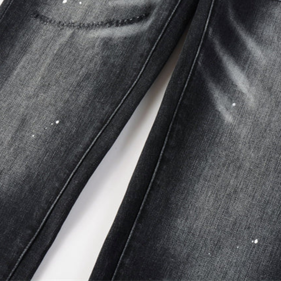 Paint Splash Washed Black Jeans