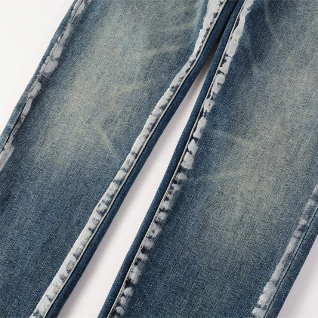 Painted Stripes Dark Blue Jeans
