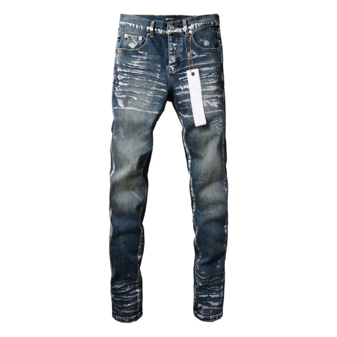 Painted Stripes Dark Blue Jeans