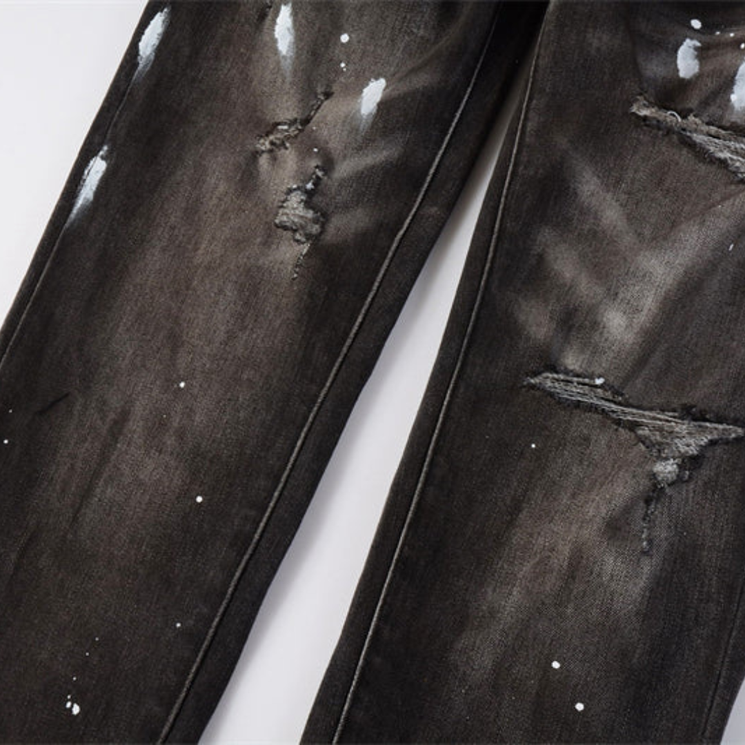 Paint Splash Dark Brown Jeans