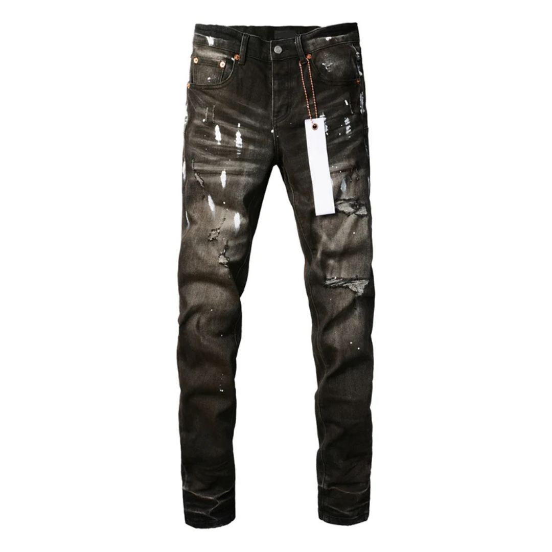 Paint Splash Dark Brown Jeans