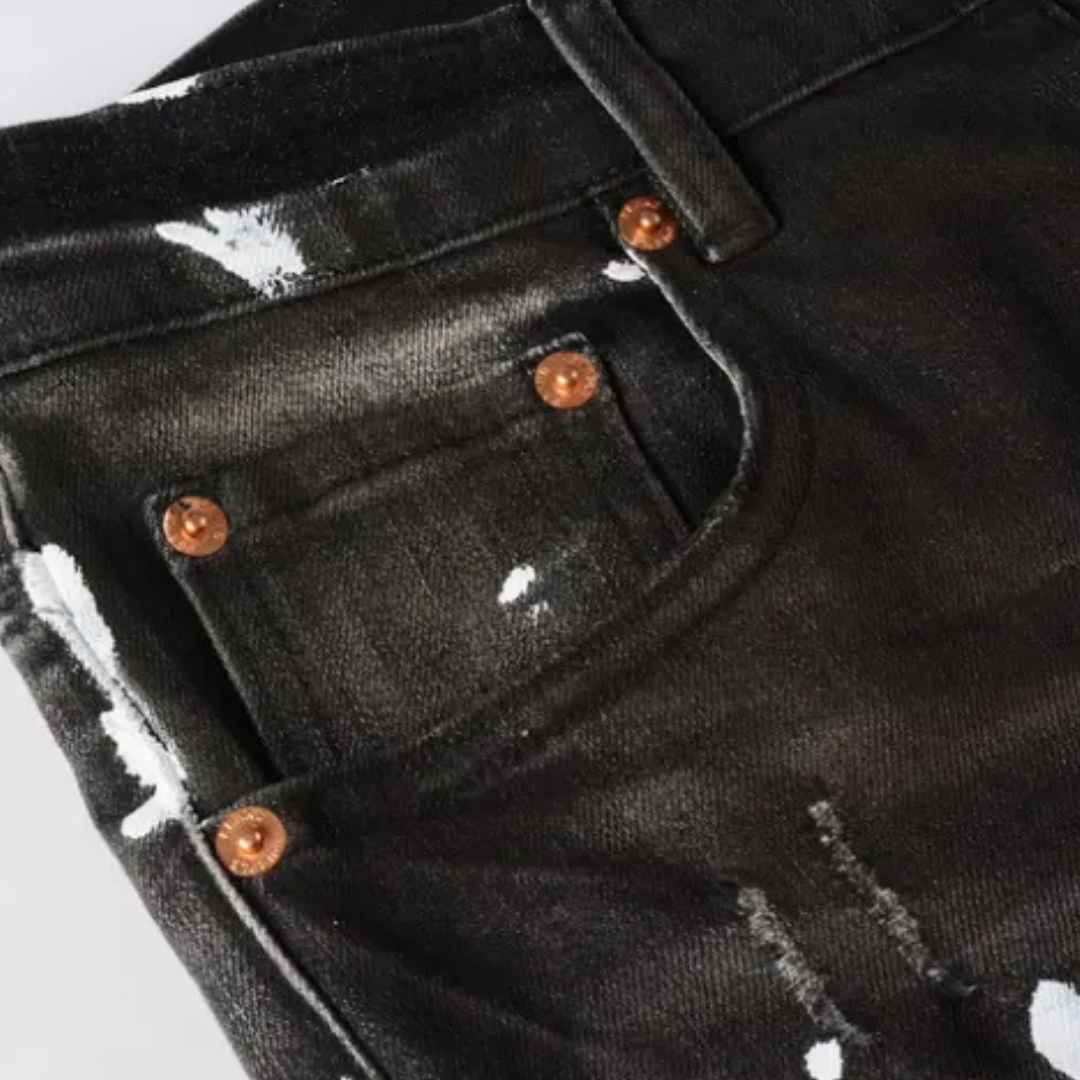 Paint Splash Retro Black Jeans